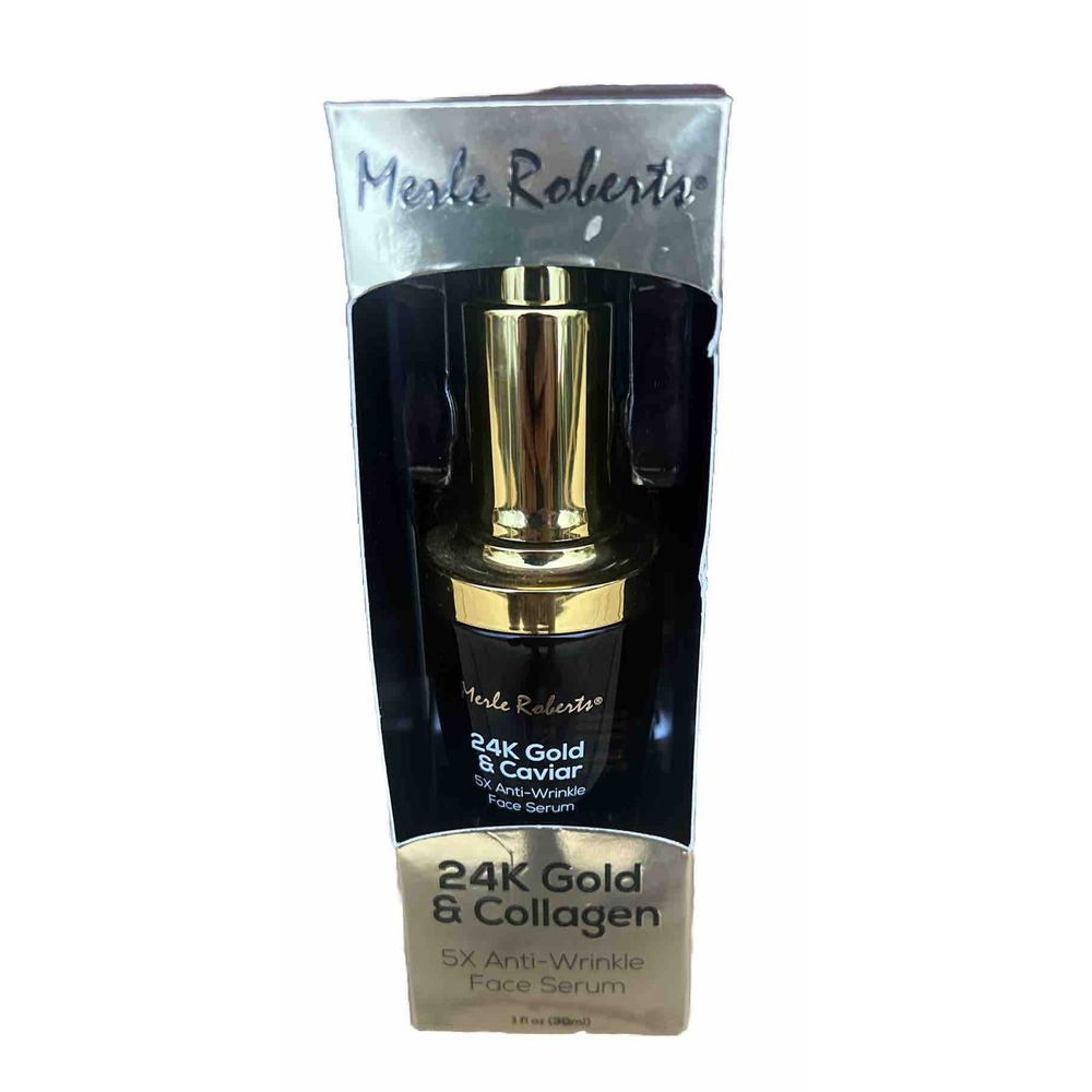 Anti Wrinkle Face Serum Merle Roberts 24K Gold & Caviar 5X Vegan 1 Fl Oz New